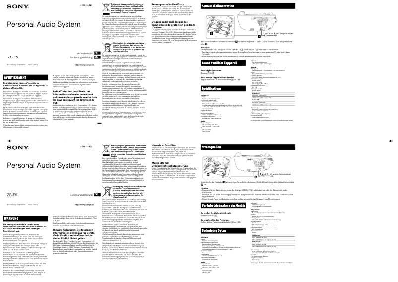 Image de la première page du manuel de l'appareil ZS-E5