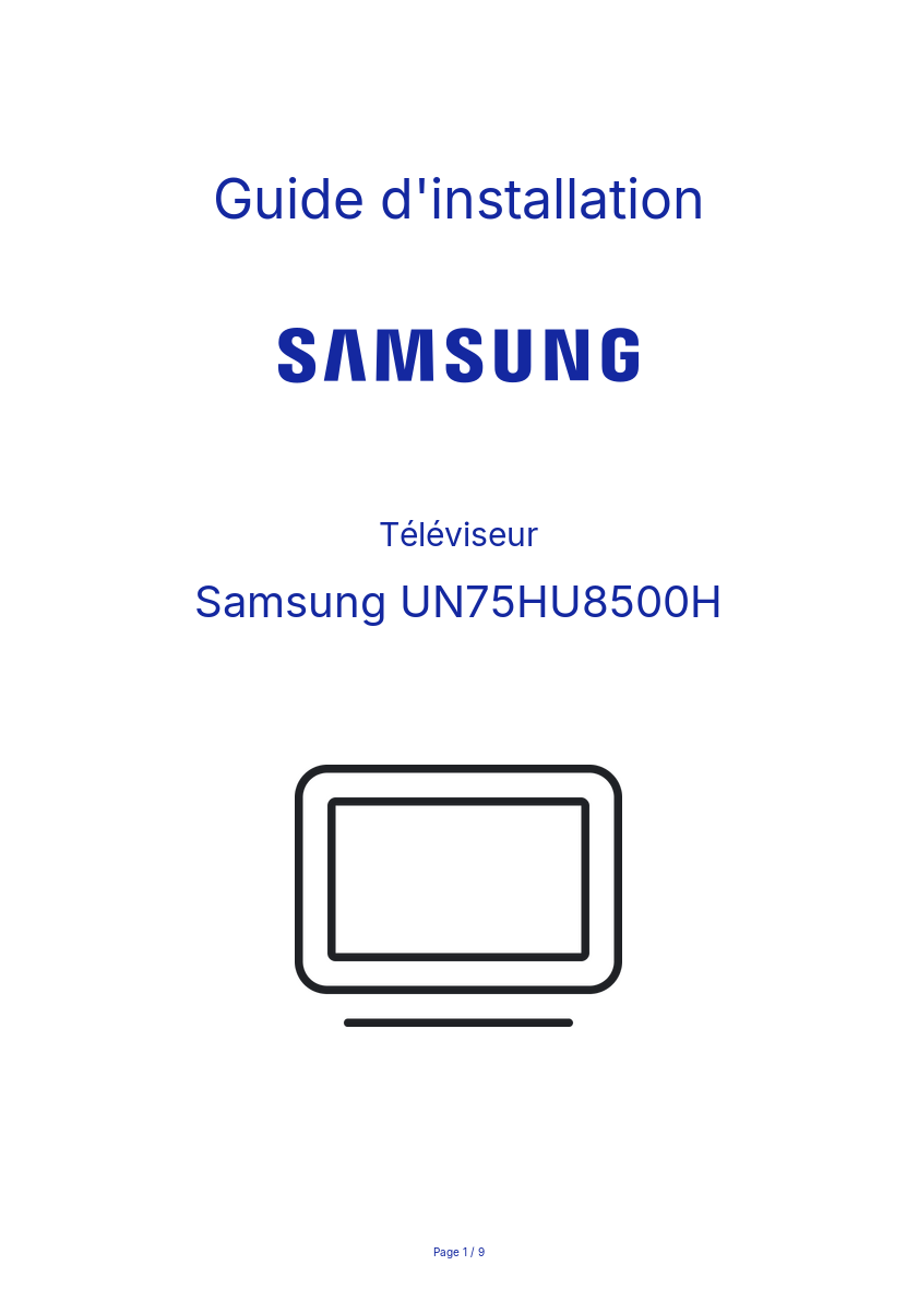 Page n°1 - Guide d'installation Samsung UN75HU8500H