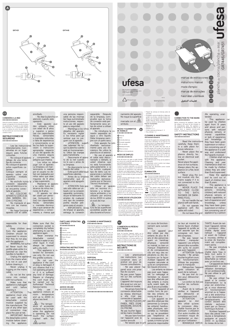 Page 1 de la notice Manuel utilisateur Ufesa GR7446