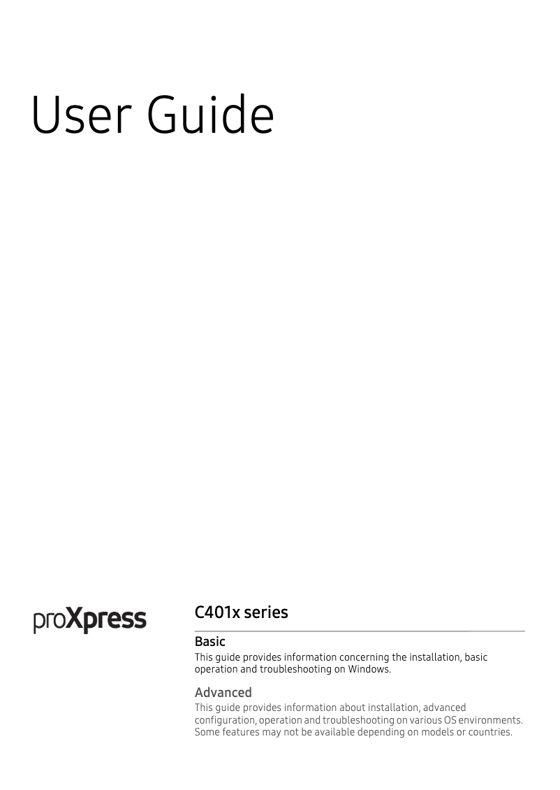 Page 1 de la notice Manuel utilisateur Samsung ProXpress SL-C4012ND