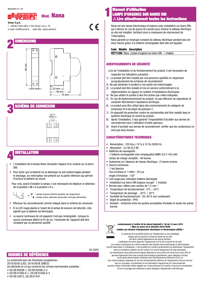 Image de la première page du manuel de l'appareil Nana