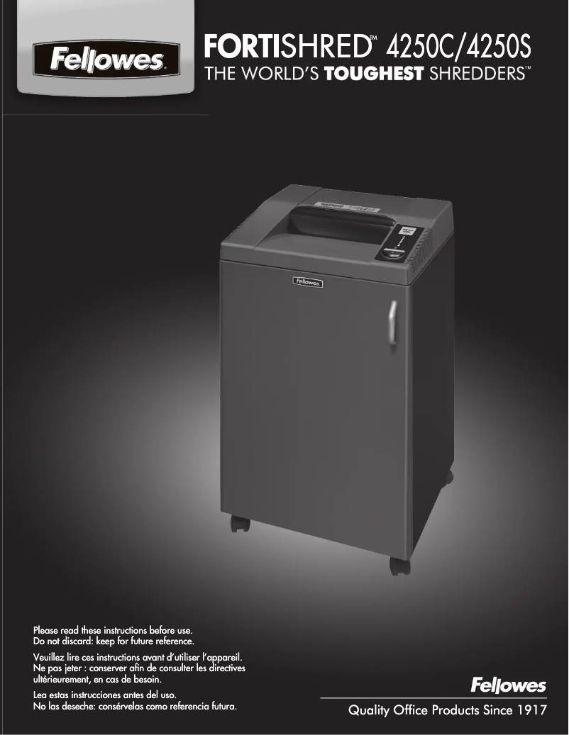 Page n°1 - Manuel utilisateur Fellowes Fortishred 4250S