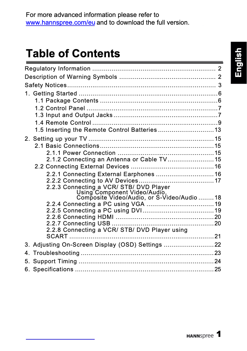 Page 1 de la notice Manuel utilisateur Hanns.G ST321MBB