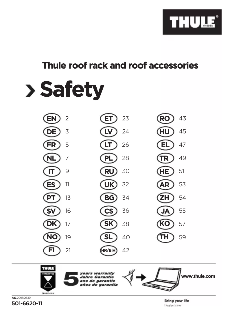 Page n°1 - Manuel utilisateur Thule Roller 335