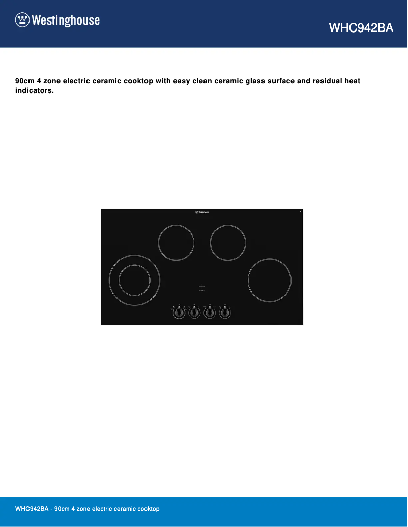 Page n°1 - Fiche technique Westinghouse WHC942BA