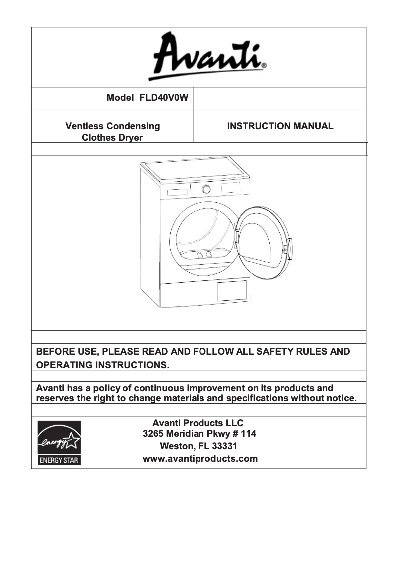 Página 1 del manual Manual de usuario Avanti FLD40V0W