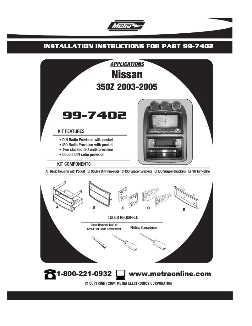 Página 1 del manual Manual de instrucciones Metra 99-7402
