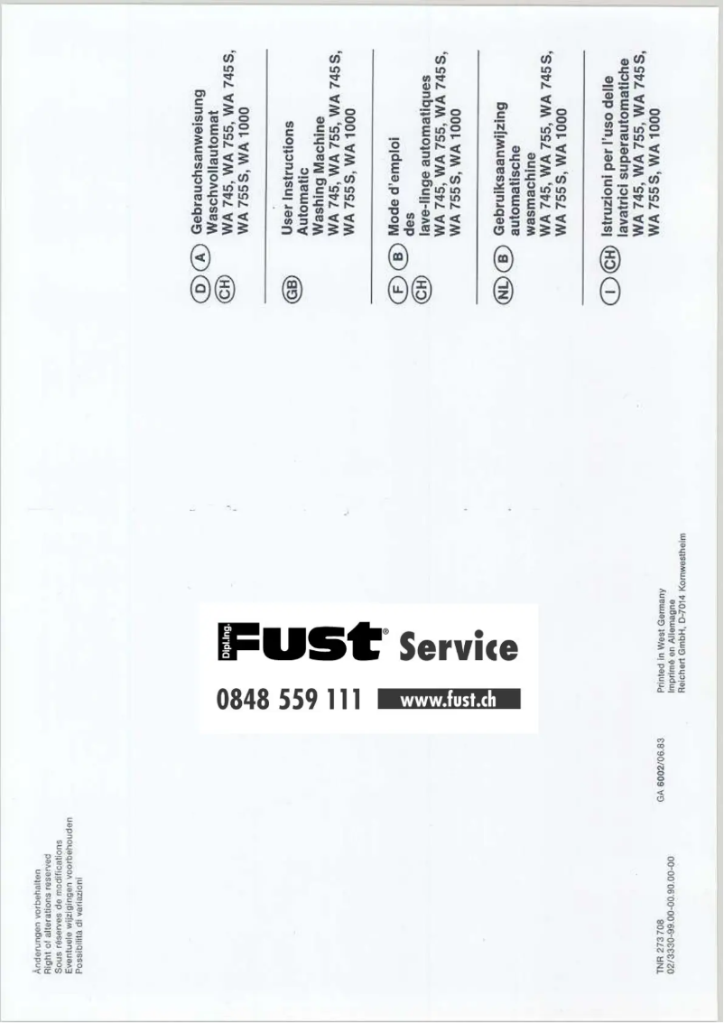 Page n°1 - Manuel utilisateur Bauknecht WA 1000