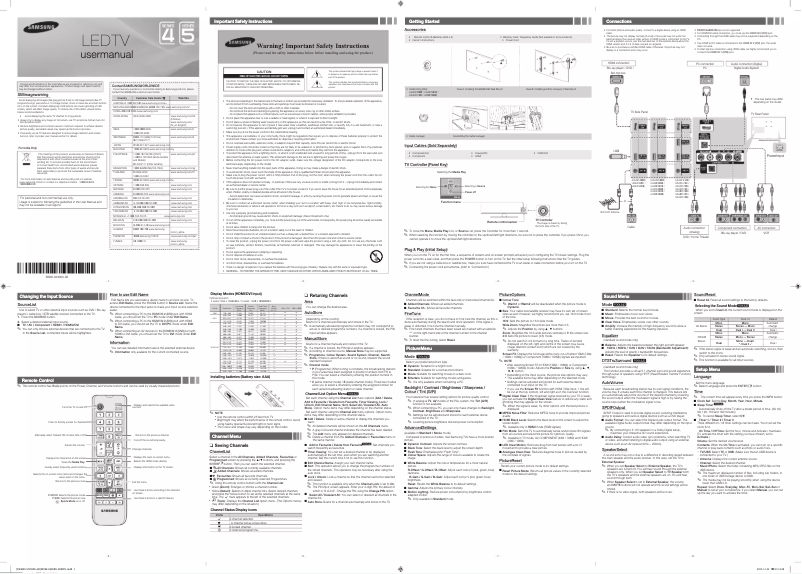Page 1 de la notice Manuel utilisateur Samsung UA40F5020AR