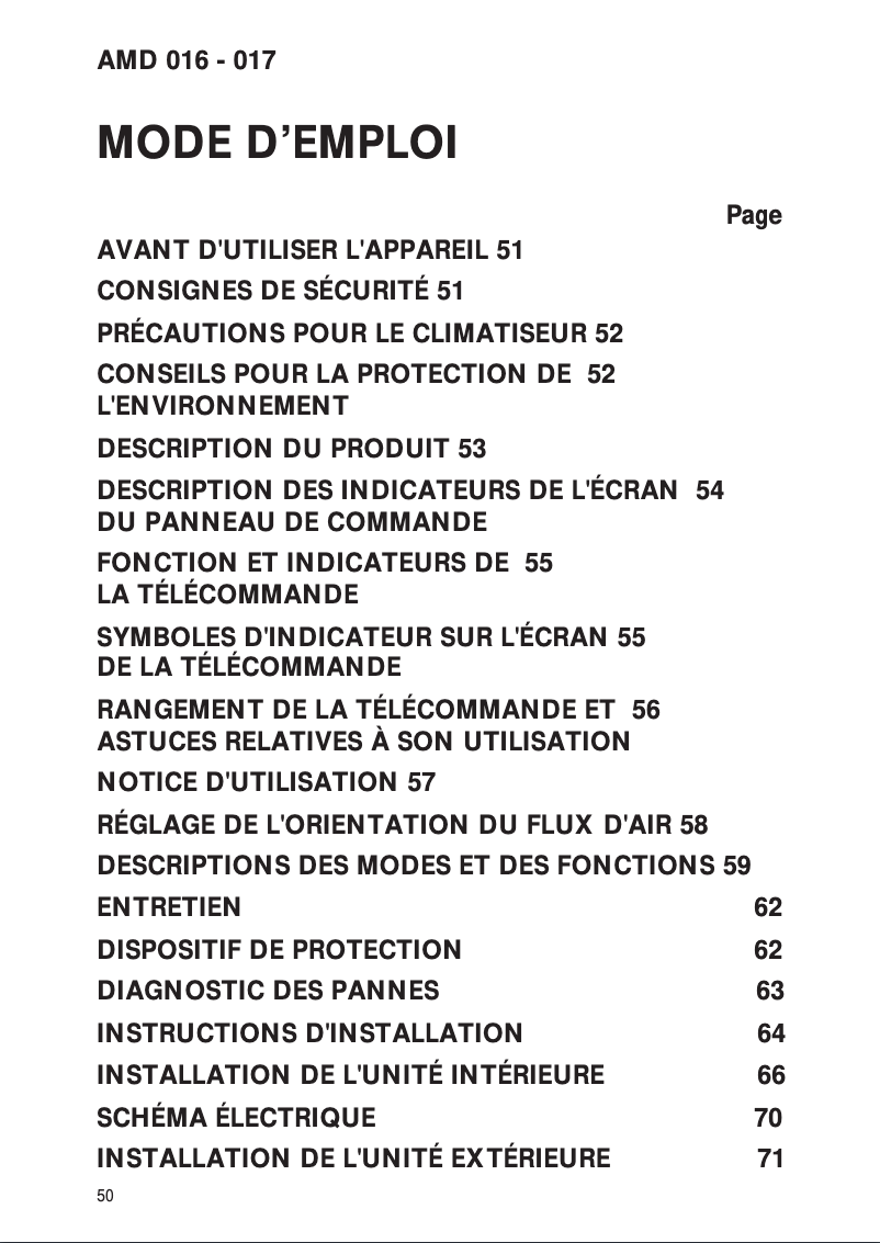 Image de la première page du manuel de l'appareil AMD 016