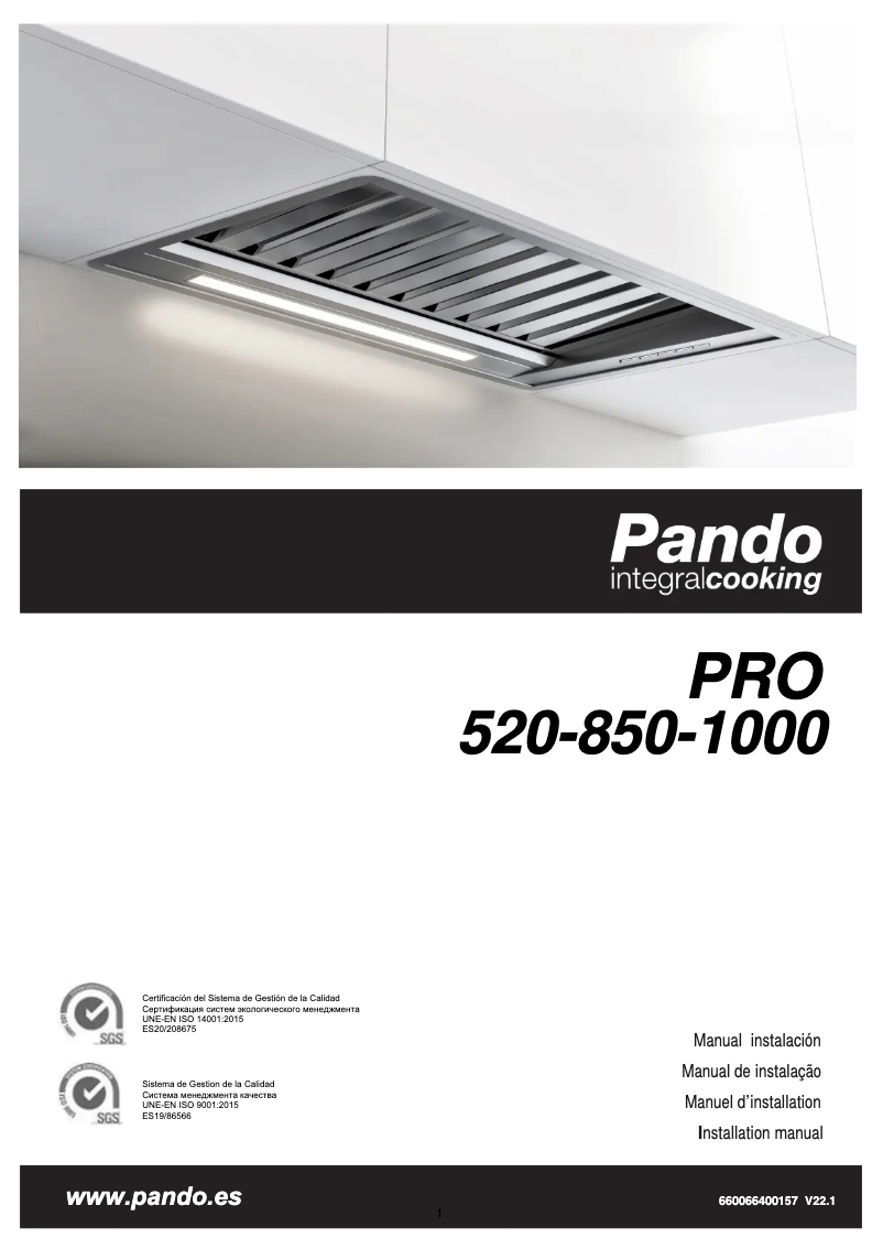 Page 1 de la notice Manuel utilisateur Pando PRO