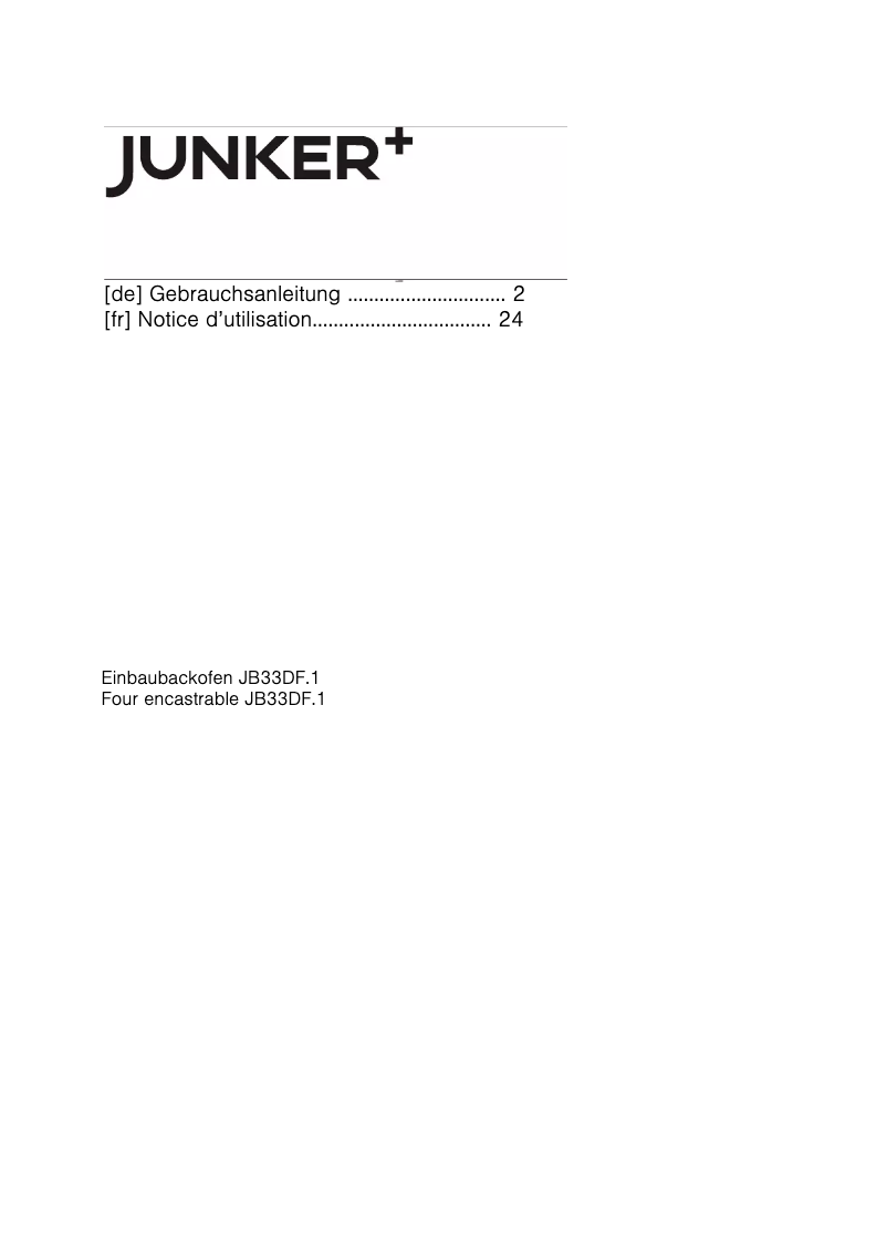 Page n°1 - Manuel utilisateur Junker JB33DF51