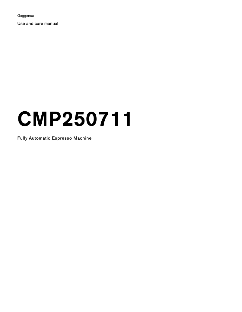 Page n°1 - Manuel d'utilisation et d'entretien Gaggenau CMP250711
