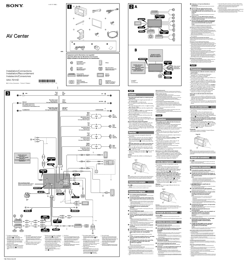 Image de la première page du manuel de l'appareil XAV-701HD