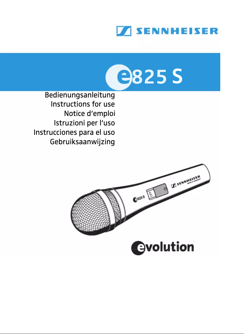 Page 1 de la notice Manuel utilisateur Sennheiser Evolution E825 S