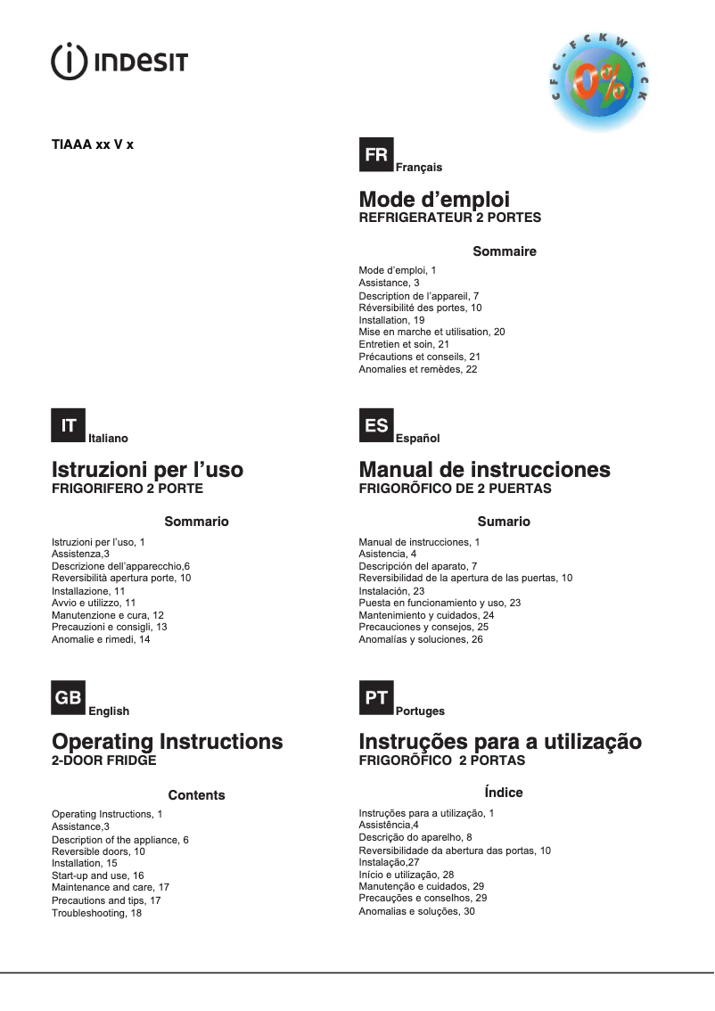 Page n°1 - Manuel utilisateur Indesit TIAAA 12 V X
