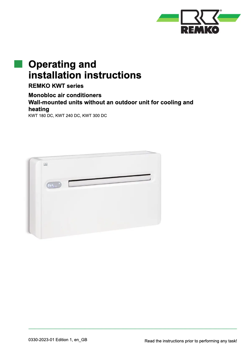 Page 1 de la notice Mode d'emploi Remko KWT 240 DC