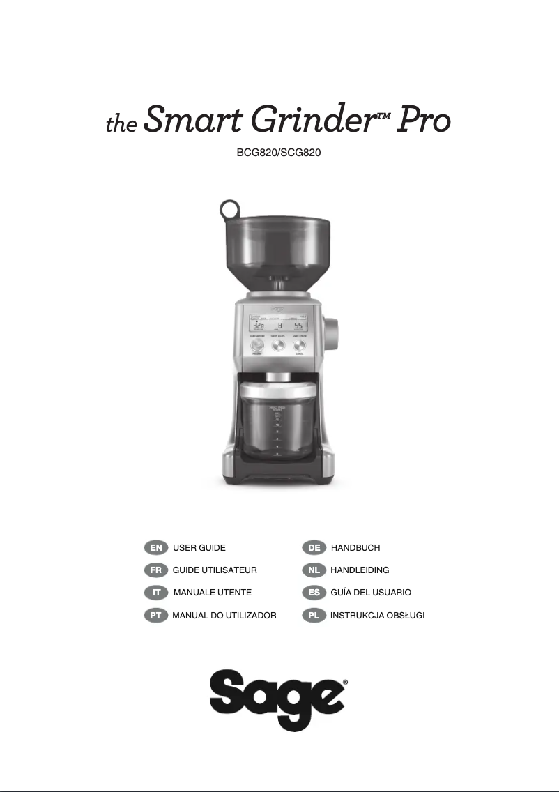 Page n°1 - Manuel utilisateur Sage the Smart Grinder Pro SCG820