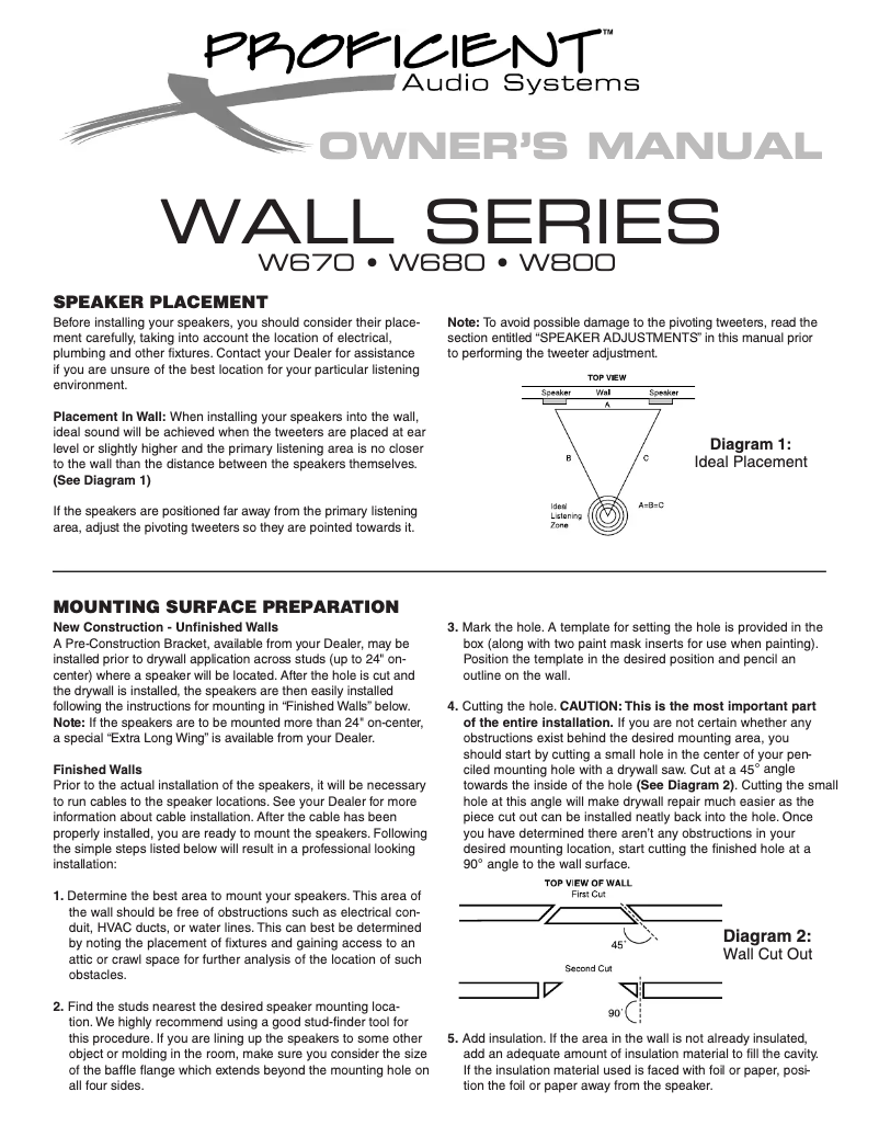 Page 1 de la notice Manuel utilisateur Proficient W680
