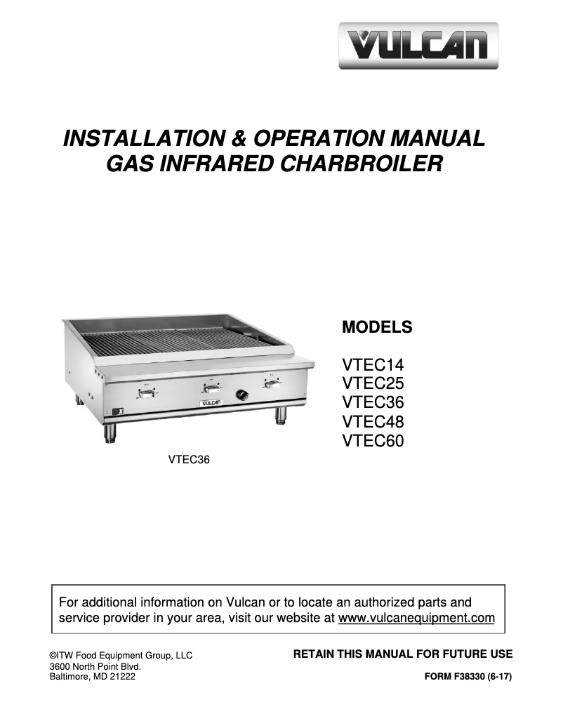 Page 1 de la notice Manuel utilisateur Vulcan VTEC25