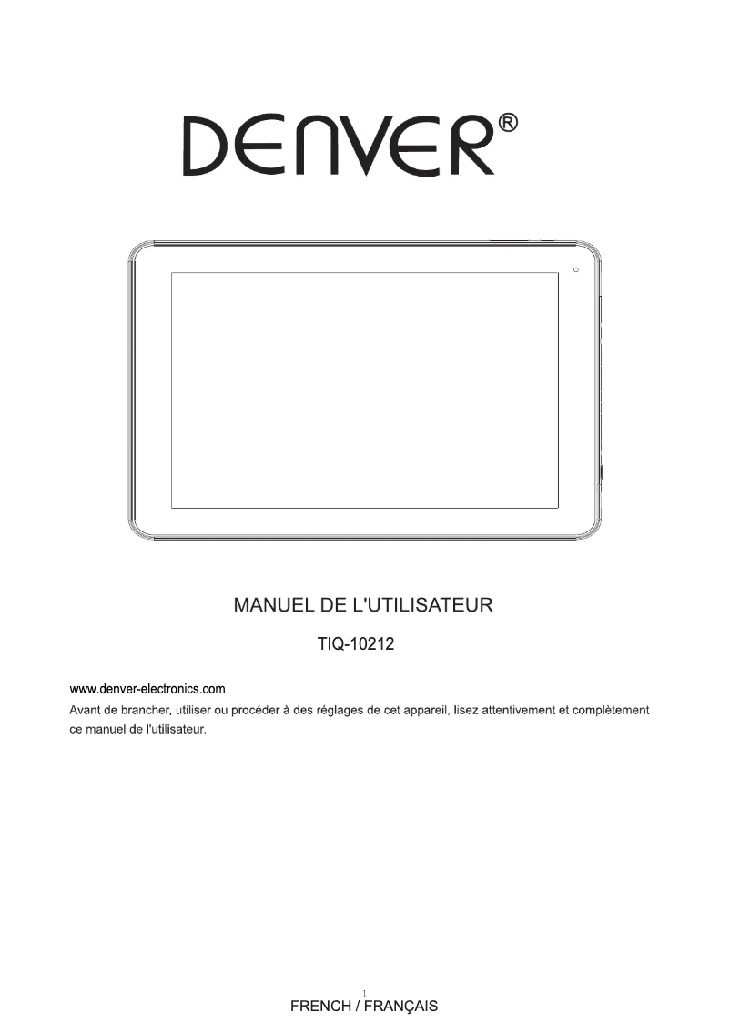 Page 1 de la notice Manuel utilisateur Denver TIQ-10212