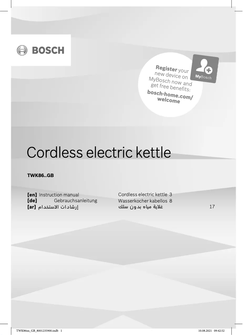 Image de la première page du manuel de l'appareil TWK8631GB