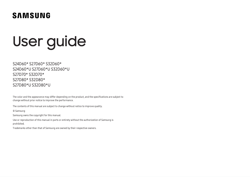 Page 1 de la notice Manuel utilisateur Samsung S32D702EAN