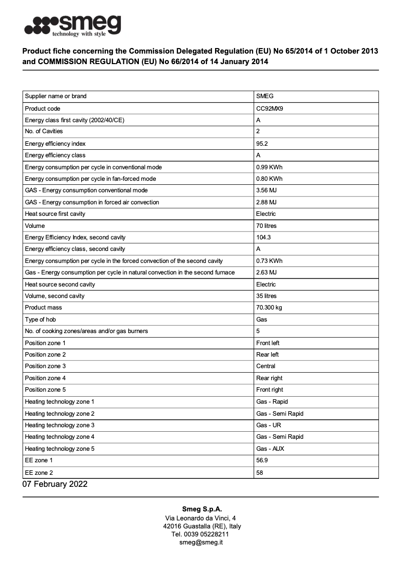 Page n°1 - Brochure Smeg CC92MX9