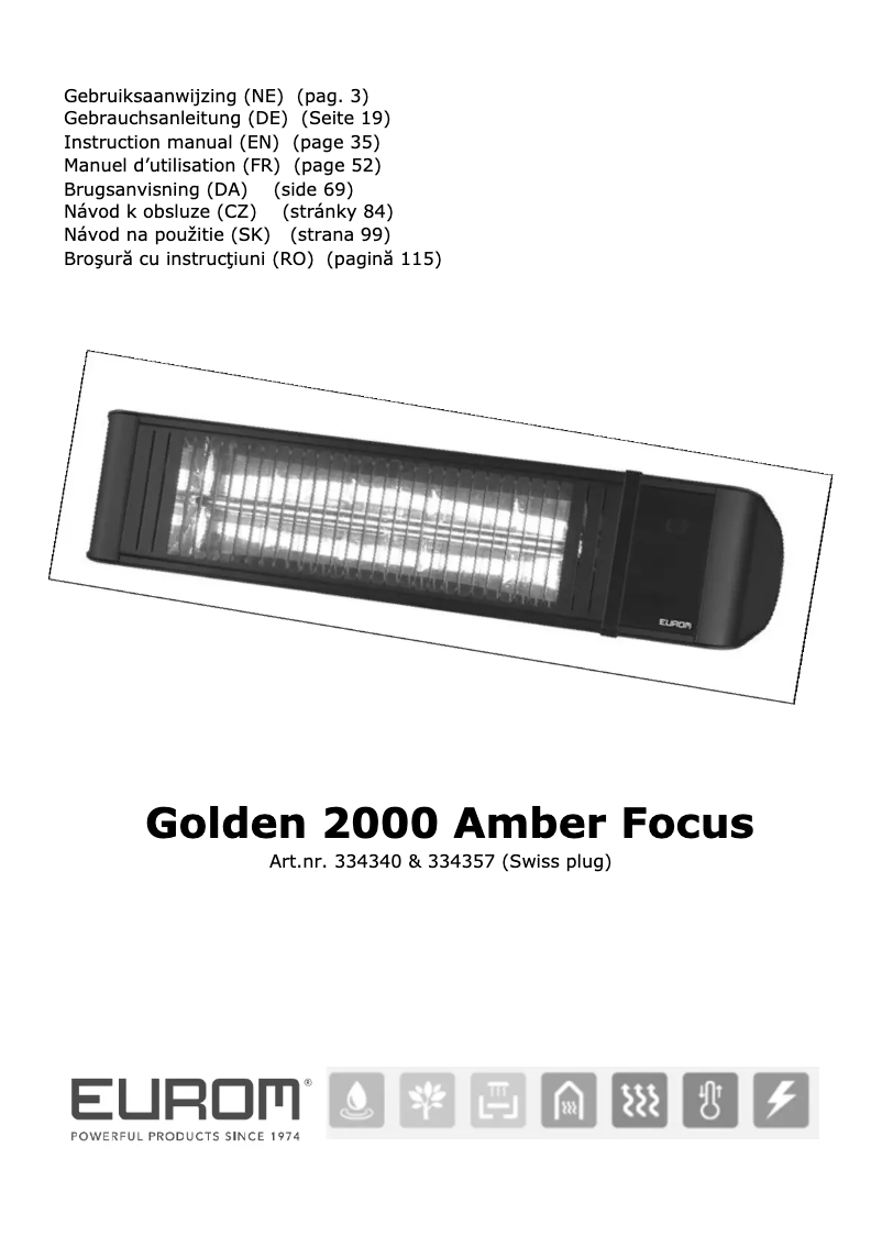 Page 1 de la notice Manuel utilisateur Eurom Golden 2000 Amber Focus