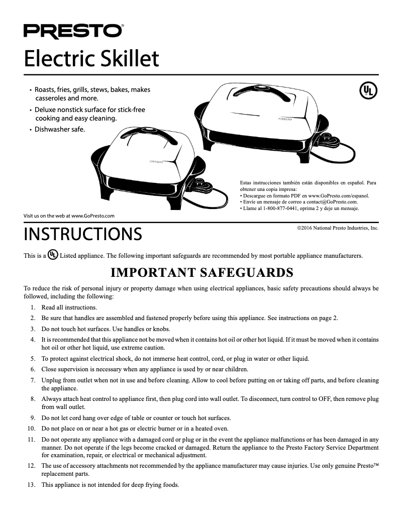 Page 1 de la notice Manuel utilisateur Presto 06850