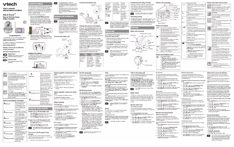 Page n°1 - Manuel utilisateur Vtech VM333-2