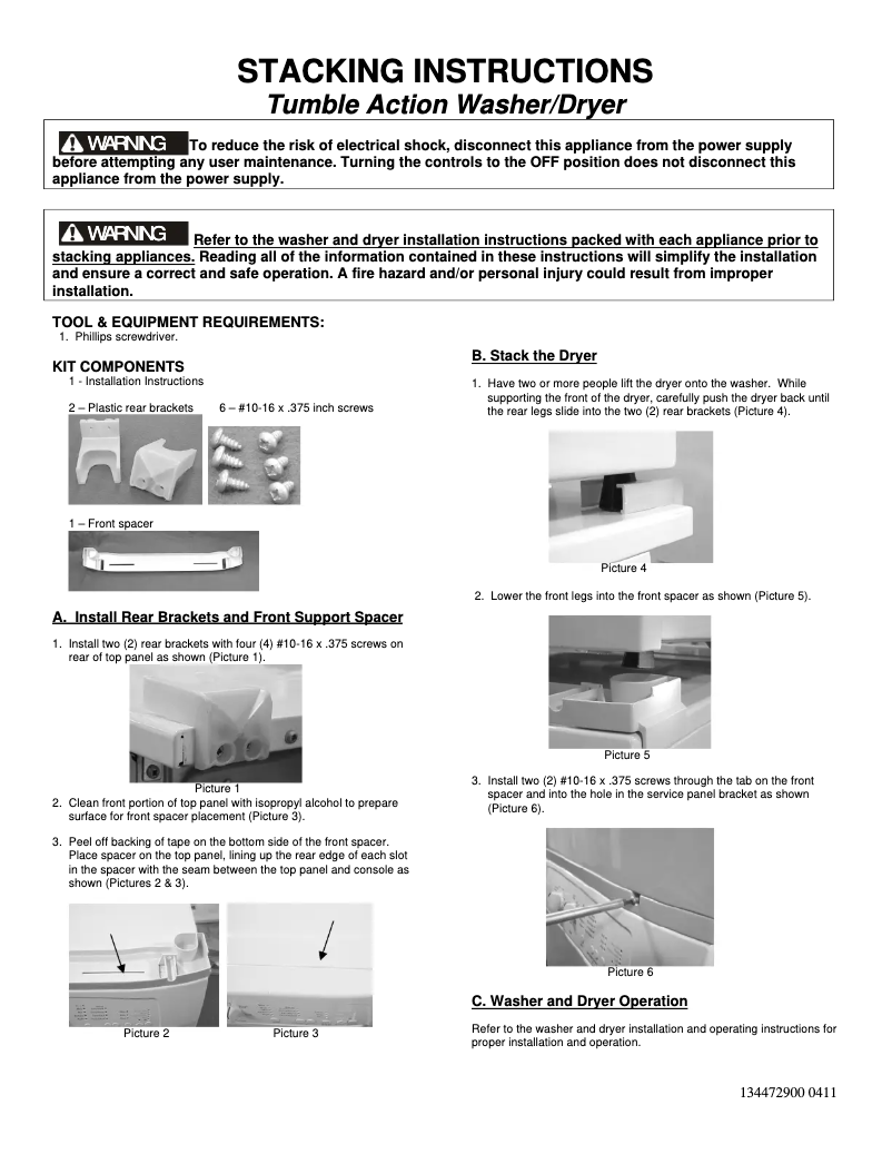 Page 1 de la notice Manuel utilisateur GE STACKIT1WW