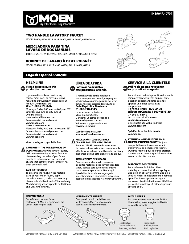 Image de la première page du manuel de l'appareil Chateau 4925
