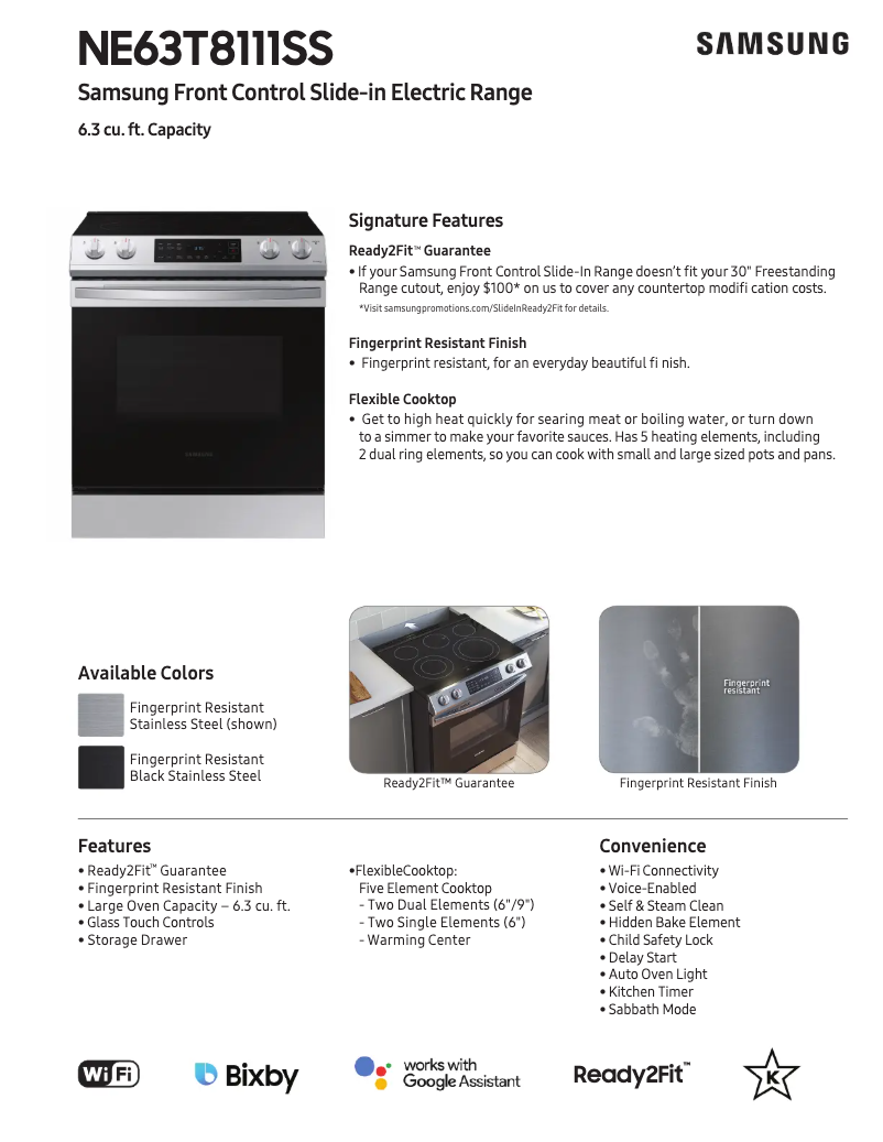 Page n°1 - Fiche technique Samsung NE63T8111SG