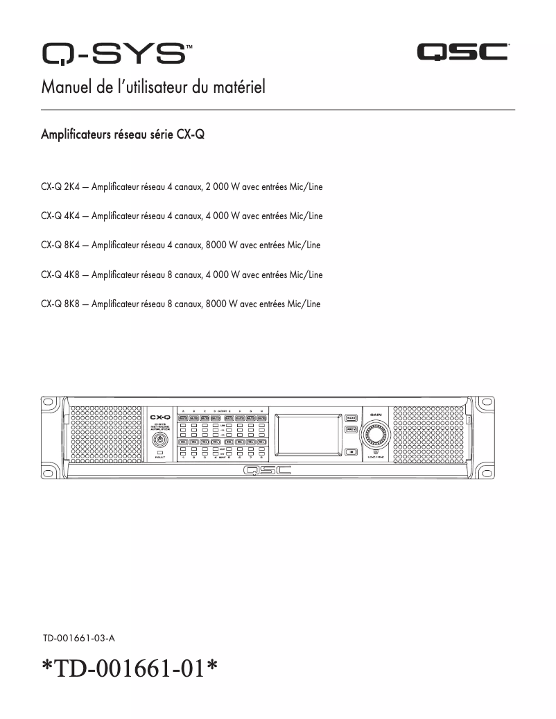 Page 1 de la notice Manuel utilisateur QSC CX-Q 8K8
