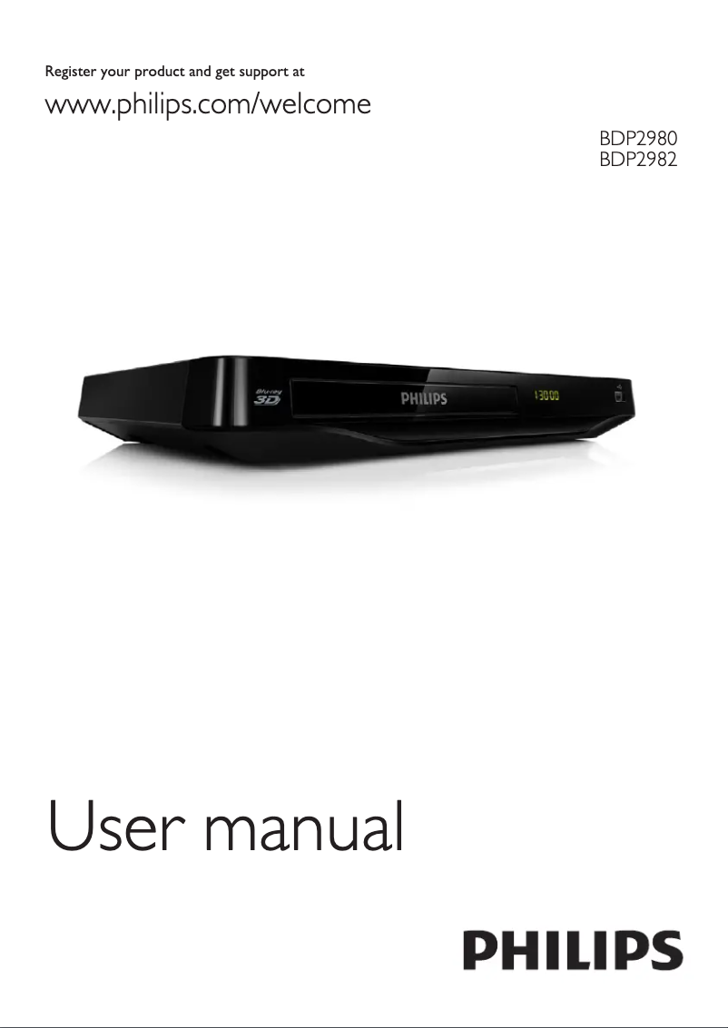 Page 1 de la notice Manuel utilisateur Philips BDP2982