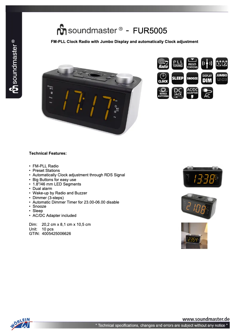 Page n°1 - Fiche technique Soundmaster FUR5005