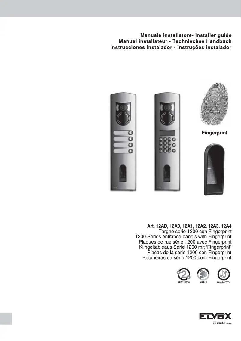 Page 1 de la notice Manuel utilisateur Vimar ELVOX 12A3