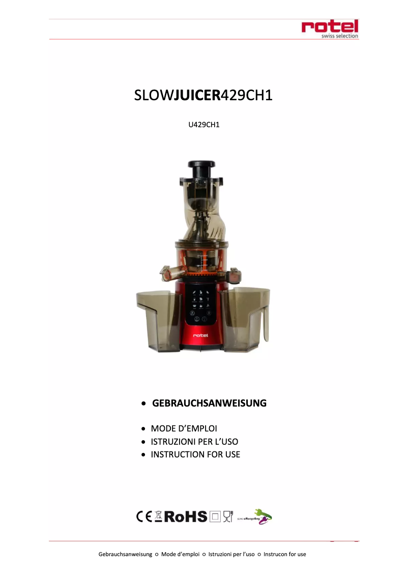 Image de la première page du manuel de l'appareil Slow Juicer 429