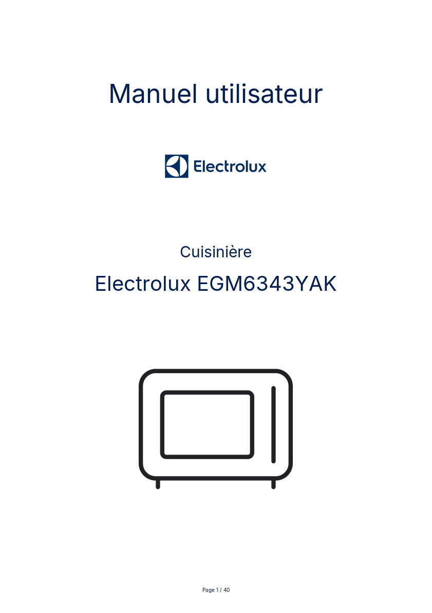 Image de la première page du manuel de l'appareil EGM6343YAK