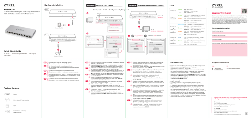 Page n°1 - Guide de démarrage rapide ZyXEL XGS1210-12