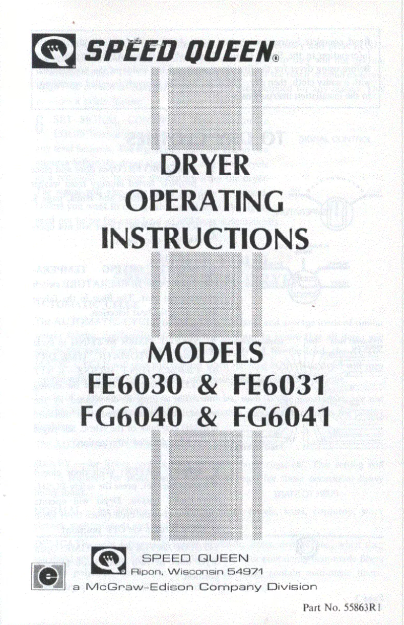 Page 1 de la notice Manuel utilisateur Speed Queen FG6041