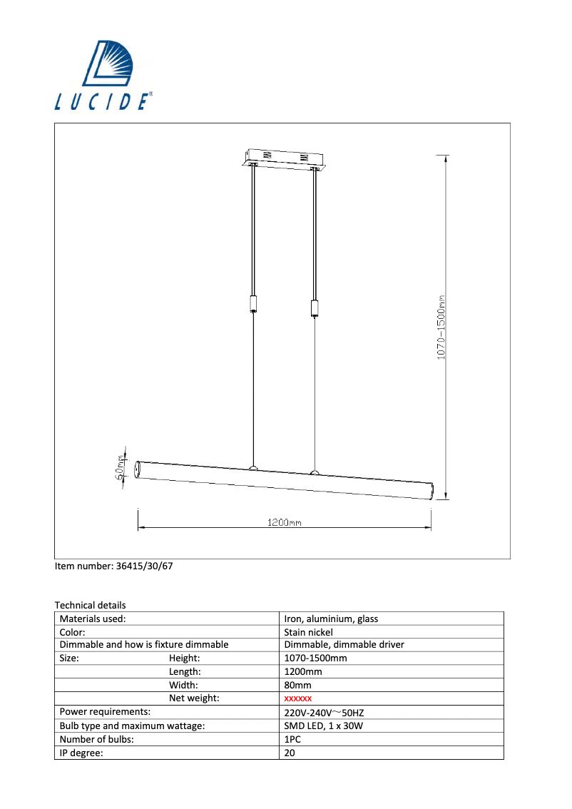Page n°1 - Manuel utilisateur Lucide Granel 36415/30/67