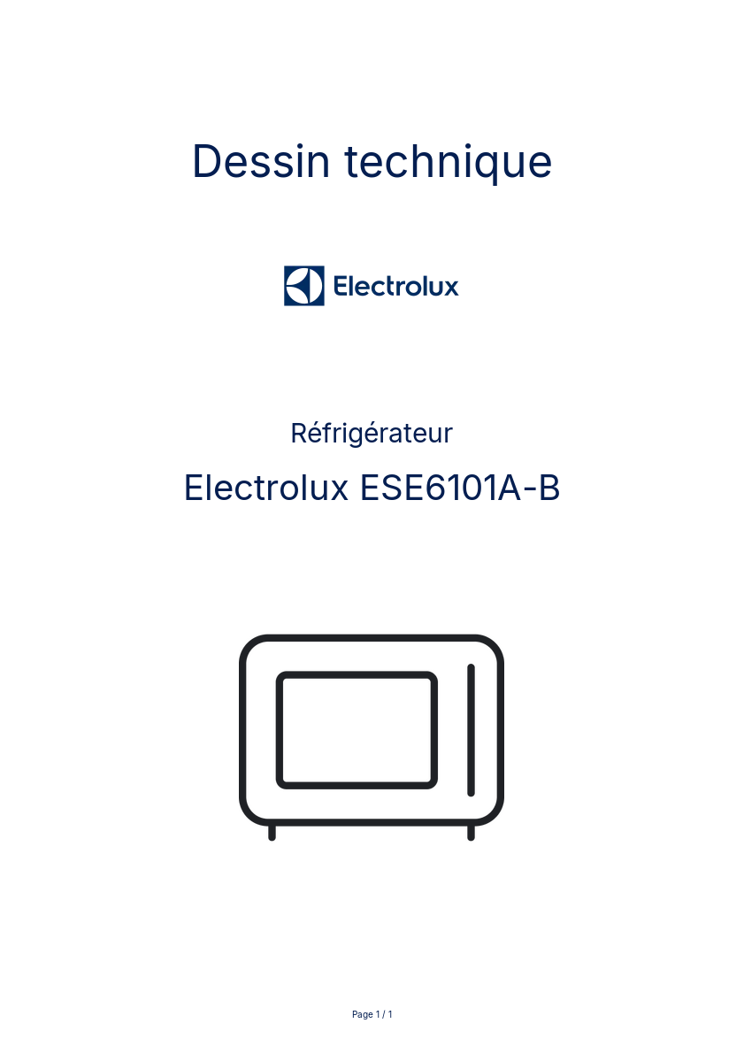 Page n°1 - Dessin technique Electrolux ESE6101A-B