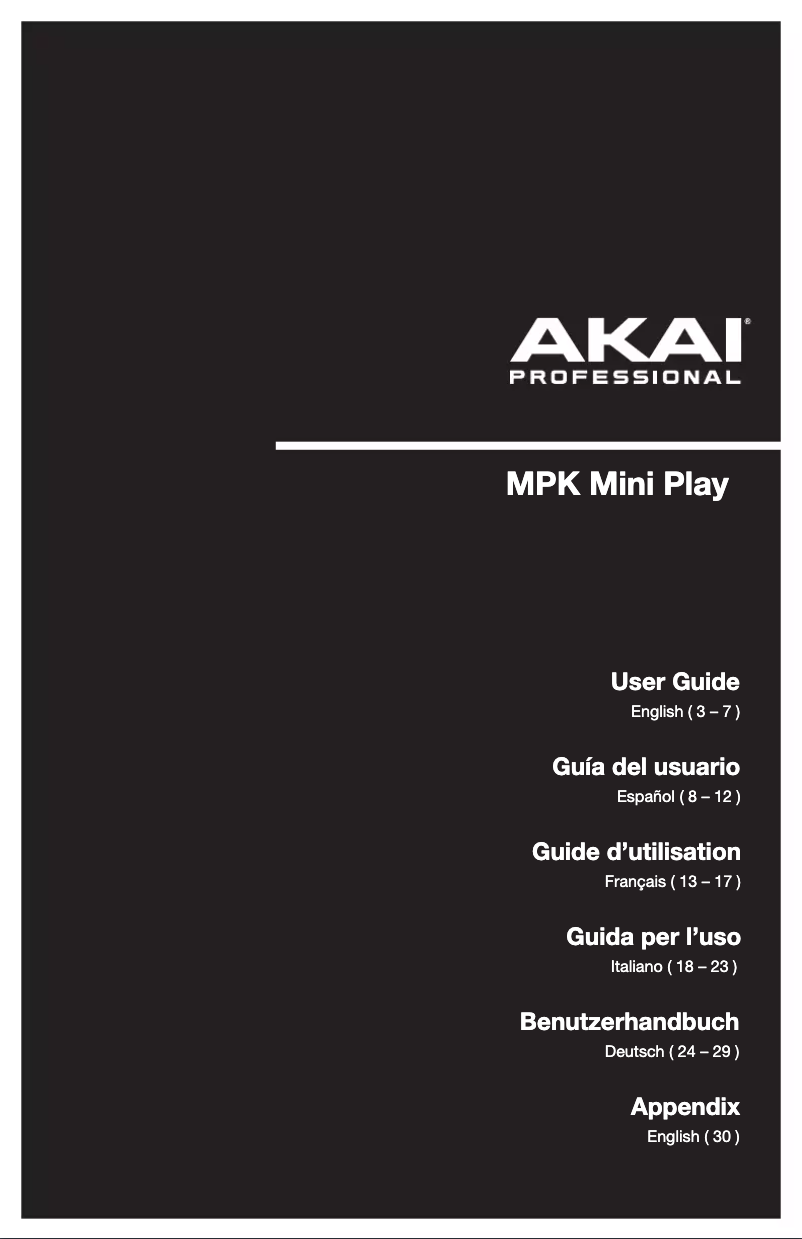 Page n°1 - Manuel utilisateur AKAI MPK mini