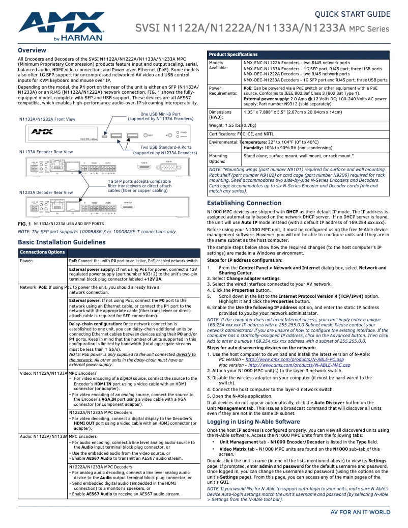 Image de la première page du manuel de l'appareil NMX-ENC-N1133A