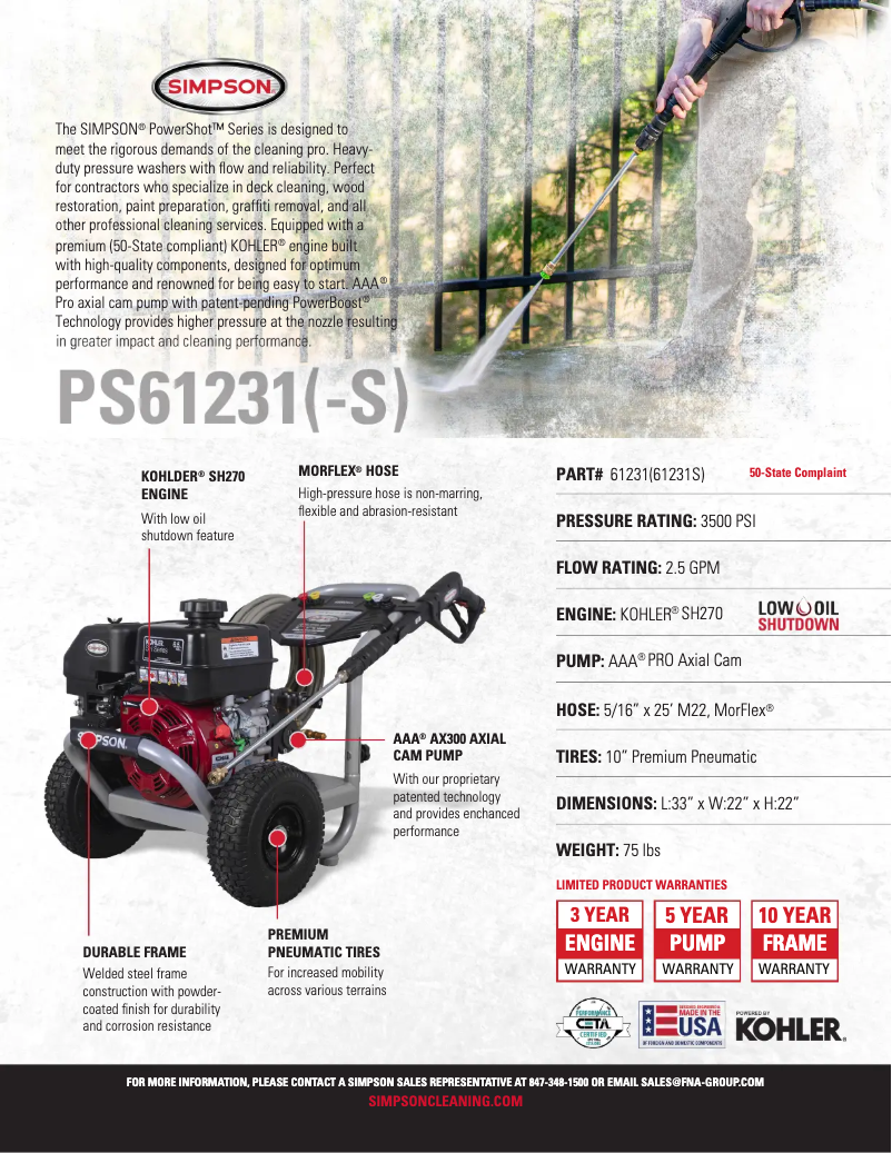 Page 1 de la notice Fiche technique Simpson PowerShot PS-61231-S