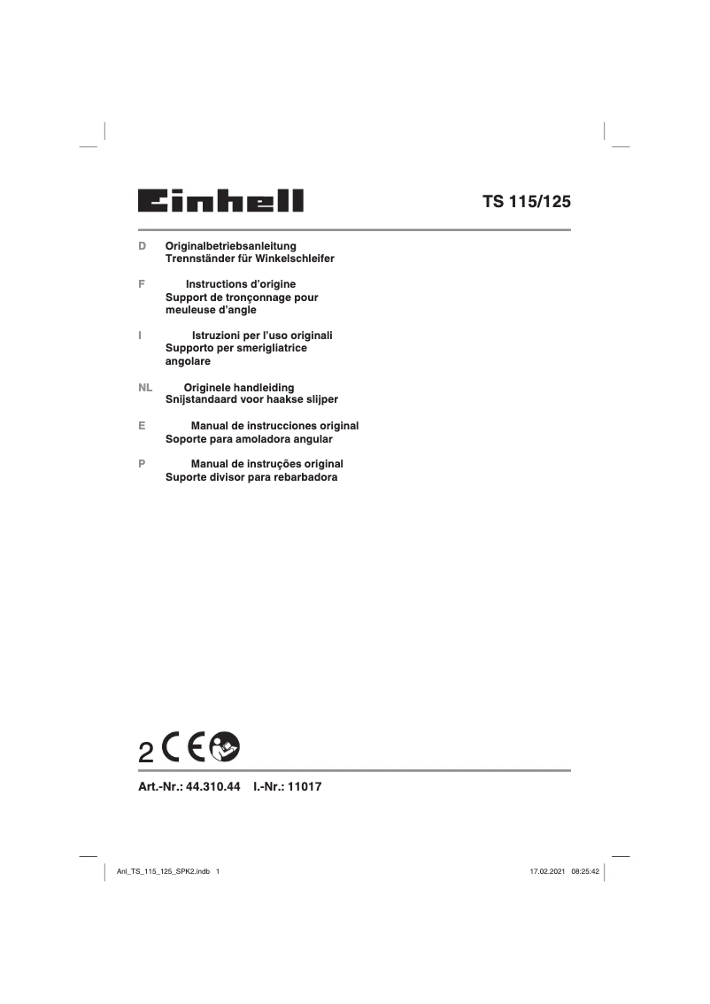 Page n°1 - Manuel utilisateur Einhell TS 115/125