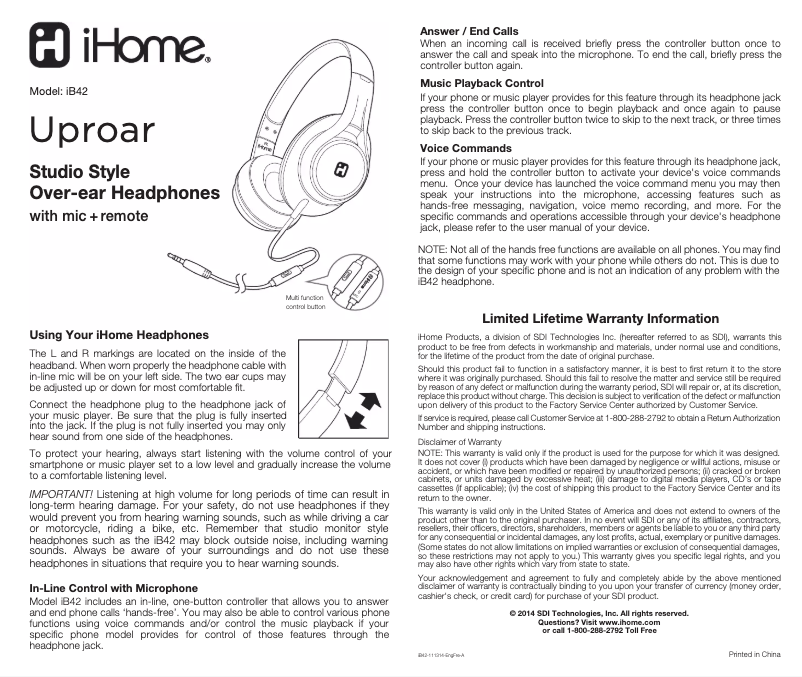 Página 1 del manual Manual de usuario iHome iB42