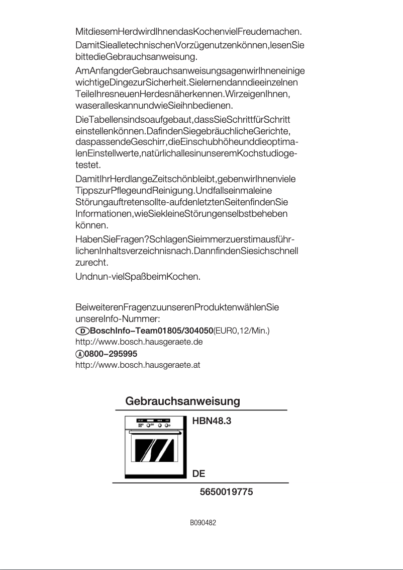 Page 1 de la notice Manuel utilisateur Bosch HBN4873